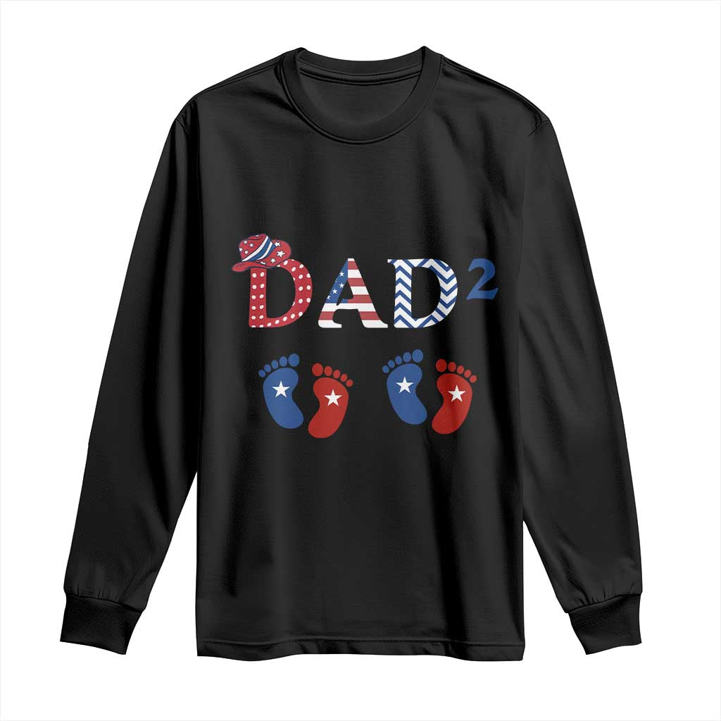 Patriotic Twin Dad American Flag Long Sleeve Shirt Father Of Twins USA Gift