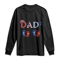Patriotic Twin Dad American Flag Long Sleeve Shirt Father Of Twins USA Gift