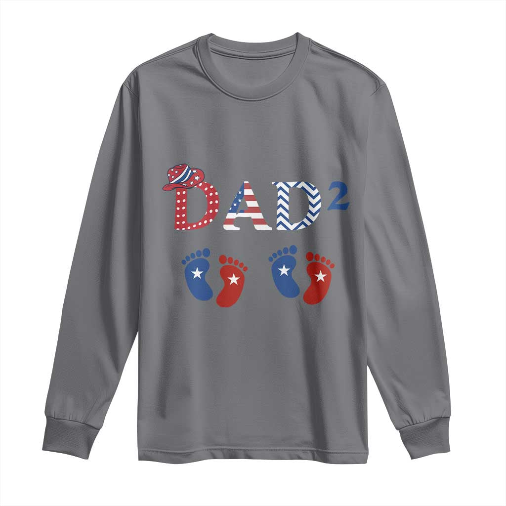 Patriotic Twin Dad American Flag Long Sleeve Shirt Father Of Twins USA Gift