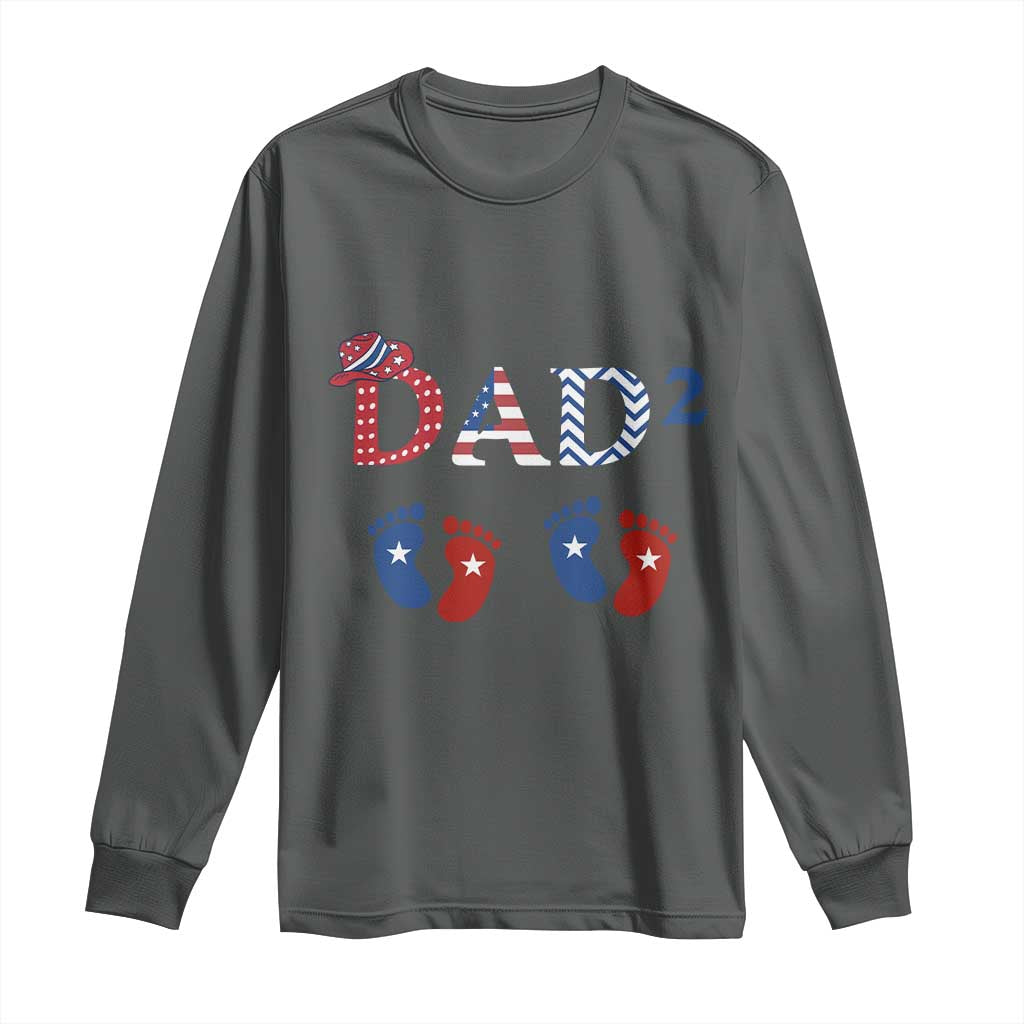 Patriotic Twin Dad American Flag Long Sleeve Shirt Father Of Twins USA Gift