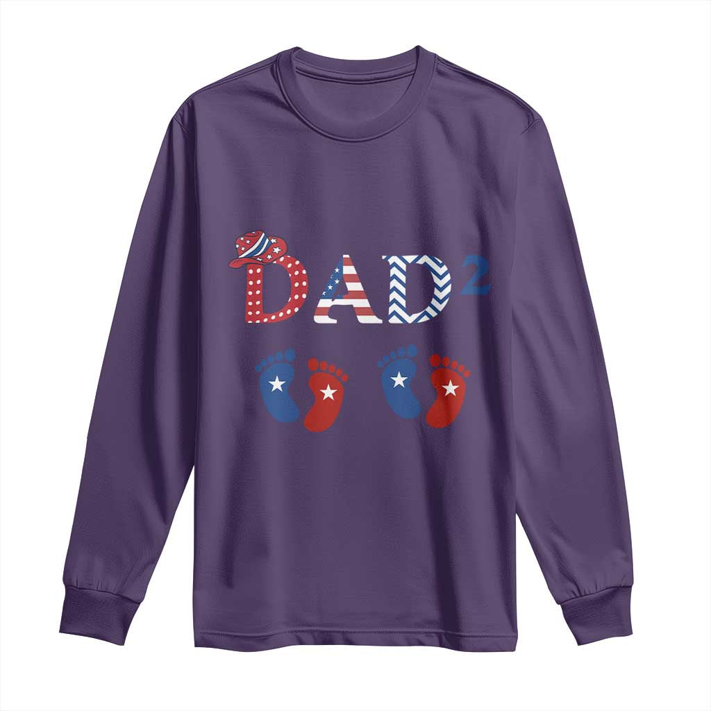 Patriotic Twin Dad American Flag Long Sleeve Shirt Father Of Twins USA Gift