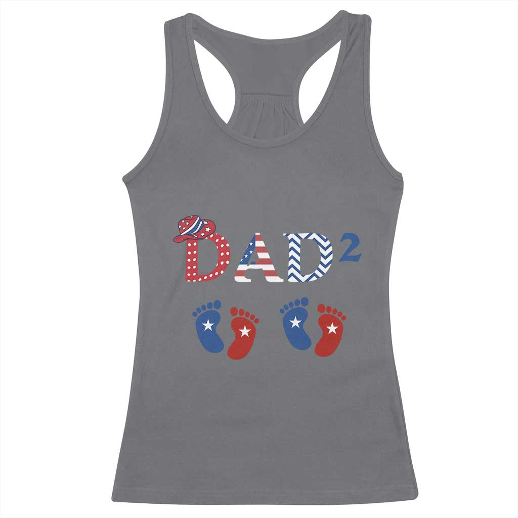 Patriotic Twin Dad American Flag Racerback Tank Top Father Of Twins USA Gift