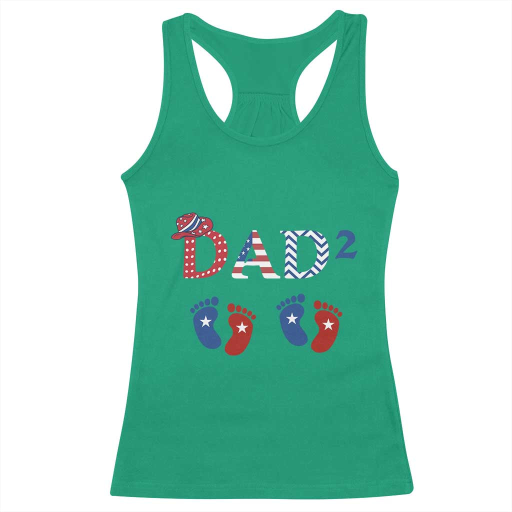 Patriotic Twin Dad American Flag Racerback Tank Top Father Of Twins USA Gift