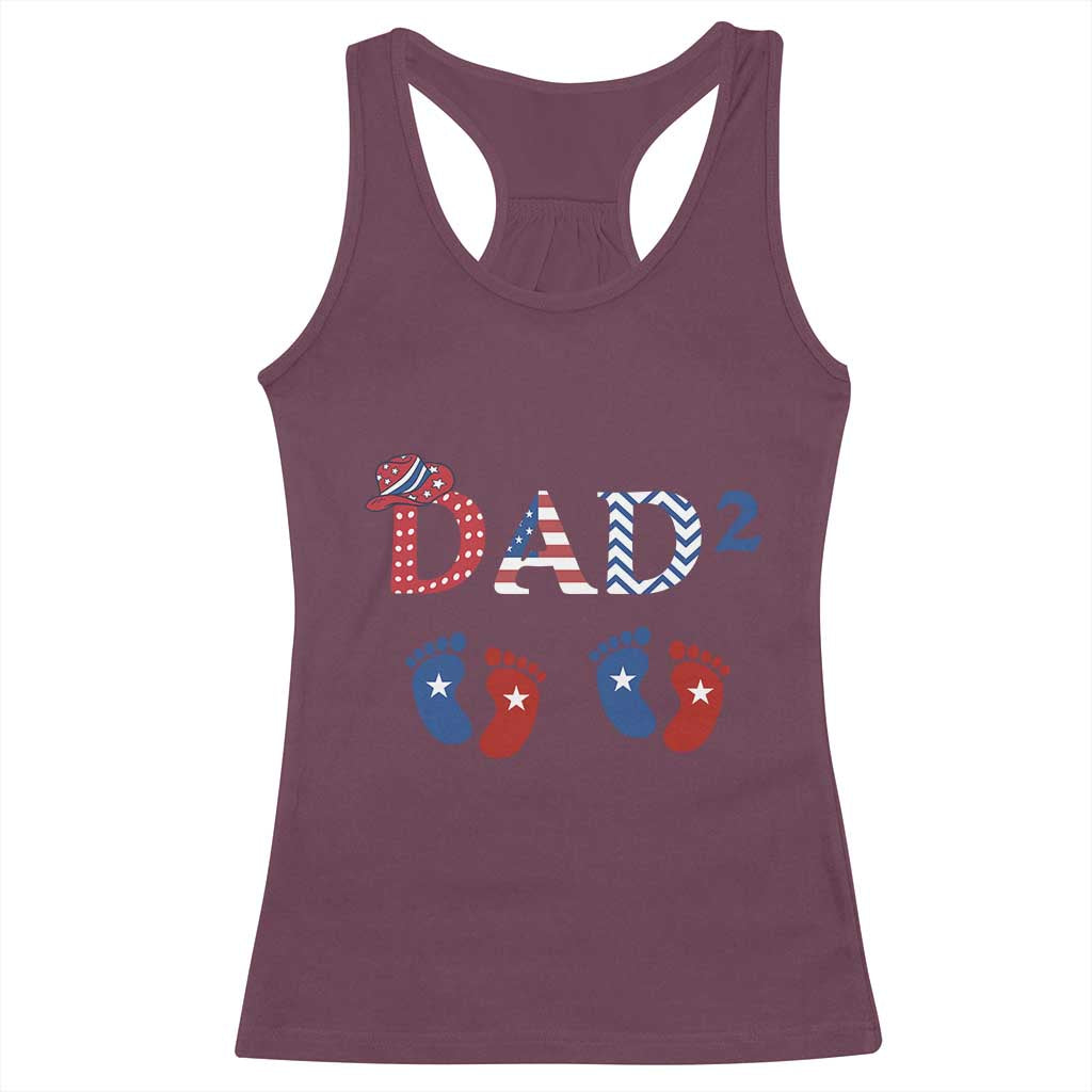 Patriotic Twin Dad American Flag Racerback Tank Top Father Of Twins USA Gift