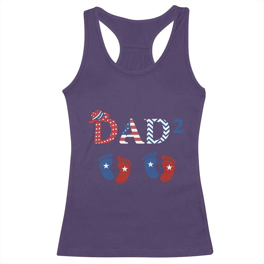 Patriotic Twin Dad American Flag Racerback Tank Top Father Of Twins USA Gift