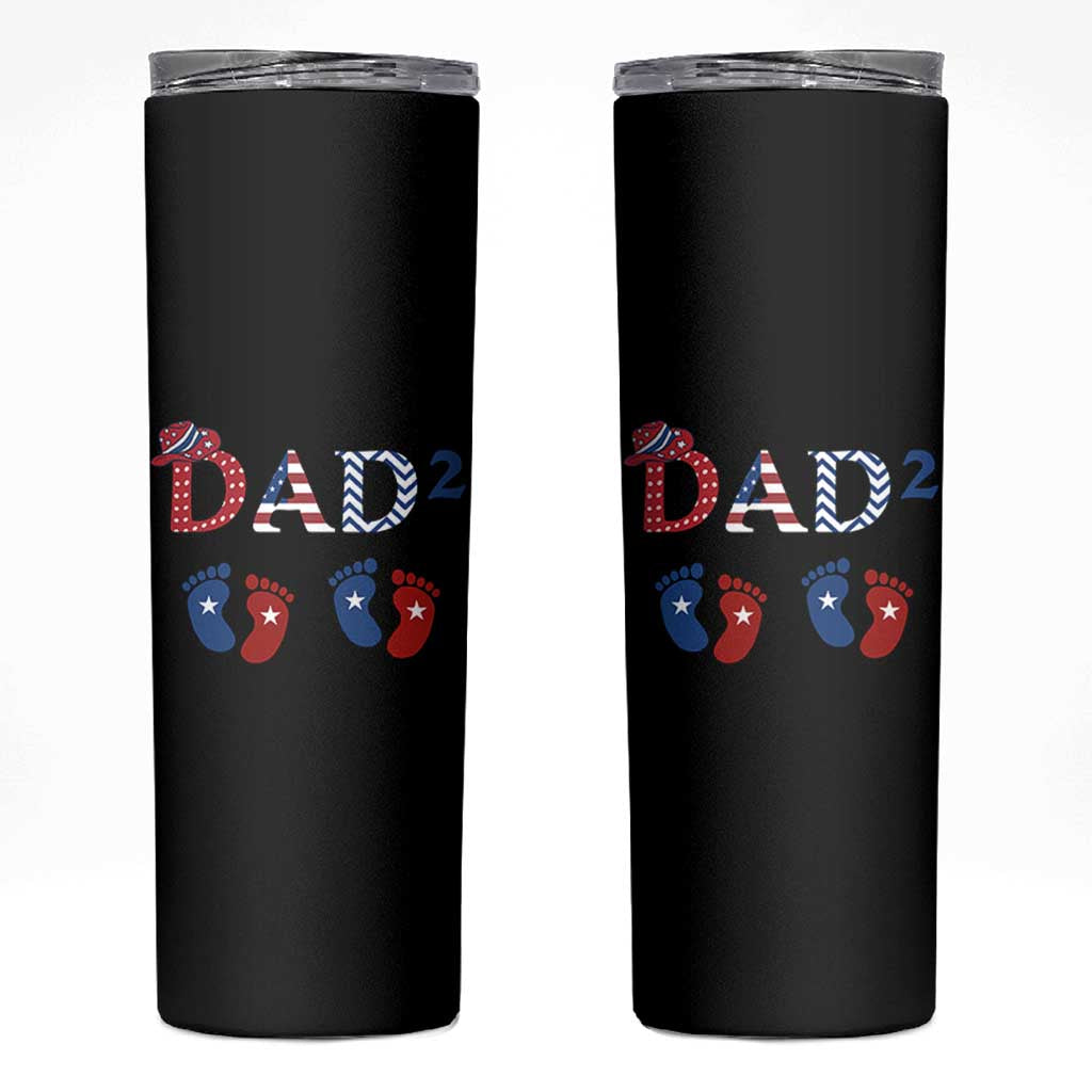Patriotic Twin Dad American Flag Skinny Tumbler Father Of Twins USA Gift