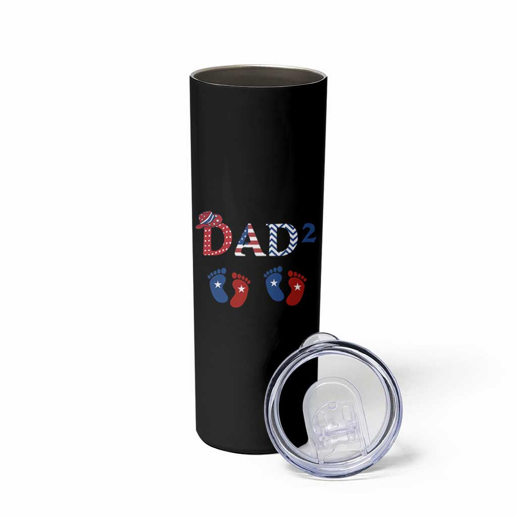 Patriotic Twin Dad American Flag Skinny Tumbler Father Of Twins USA Gift