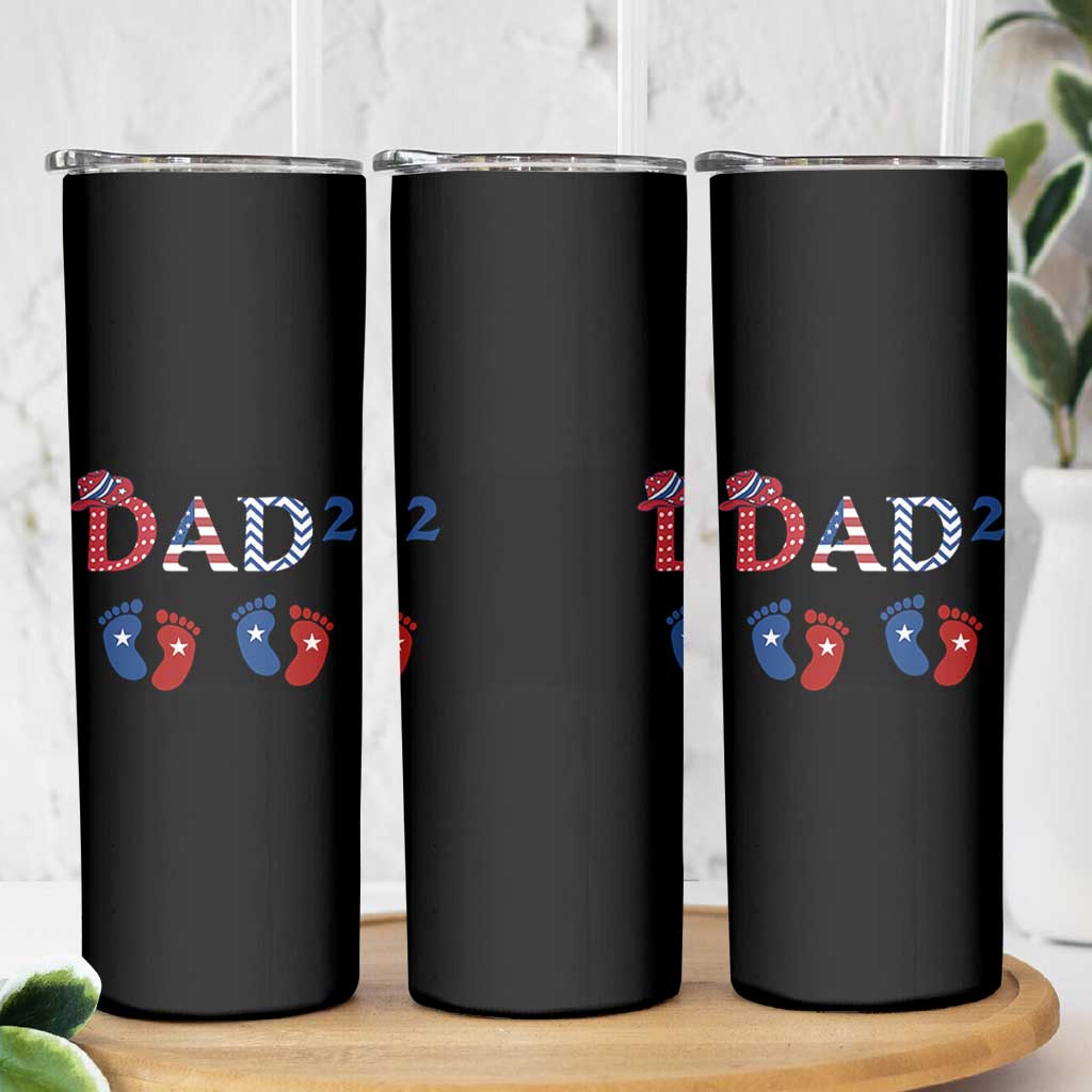 Patriotic Twin Dad American Flag Skinny Tumbler Father Of Twins USA Gift