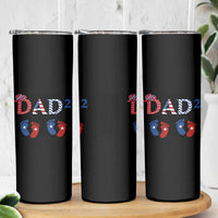 Patriotic Twin Dad American Flag Skinny Tumbler Father Of Twins USA Gift