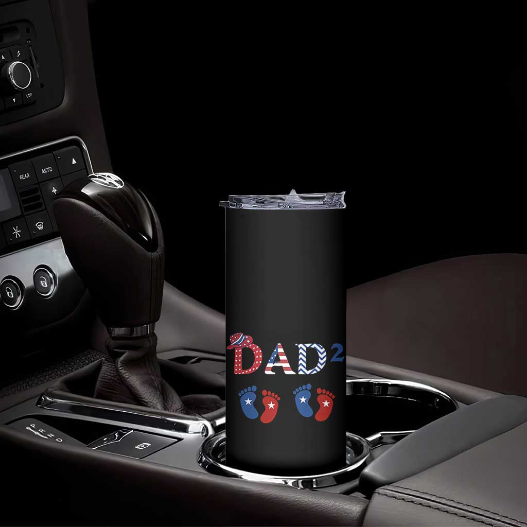 Patriotic Twin Dad American Flag Skinny Tumbler Father Of Twins USA Gift