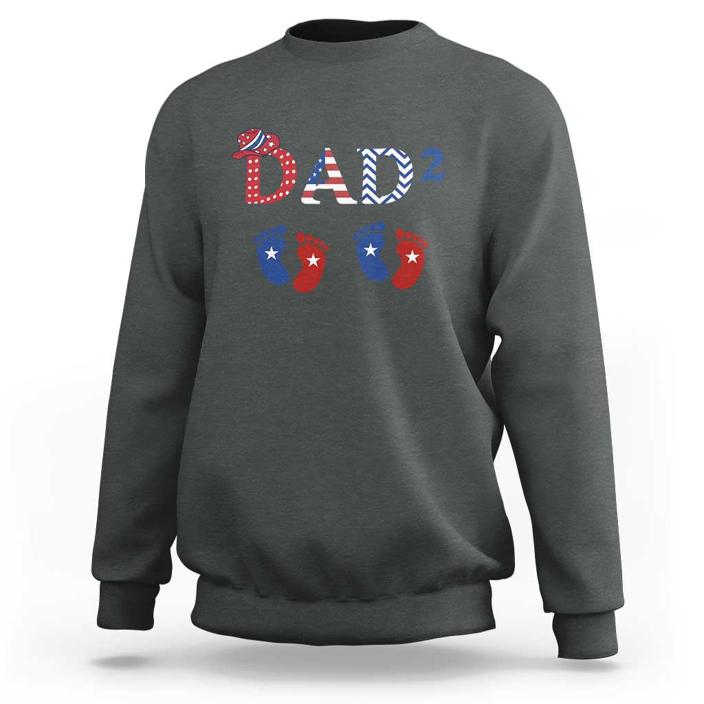 Patriotic Twin Dad American Flag Sweatshirt Father Of Twins USA Gift