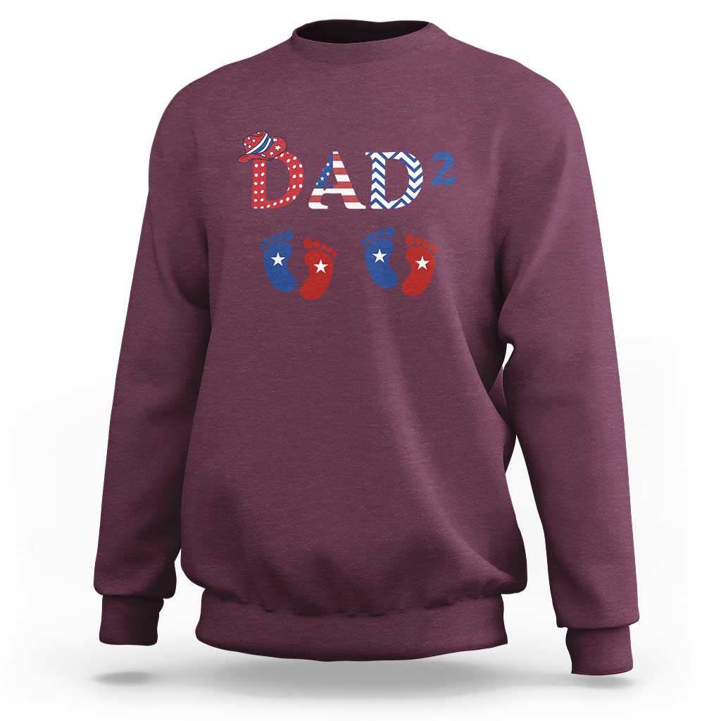 Patriotic Twin Dad American Flag Sweatshirt Father Of Twins USA Gift