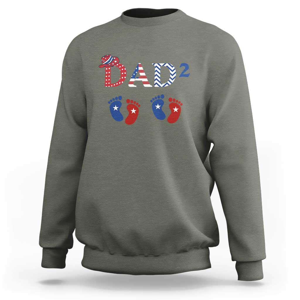 Patriotic Twin Dad American Flag Sweatshirt Father Of Twins USA Gift