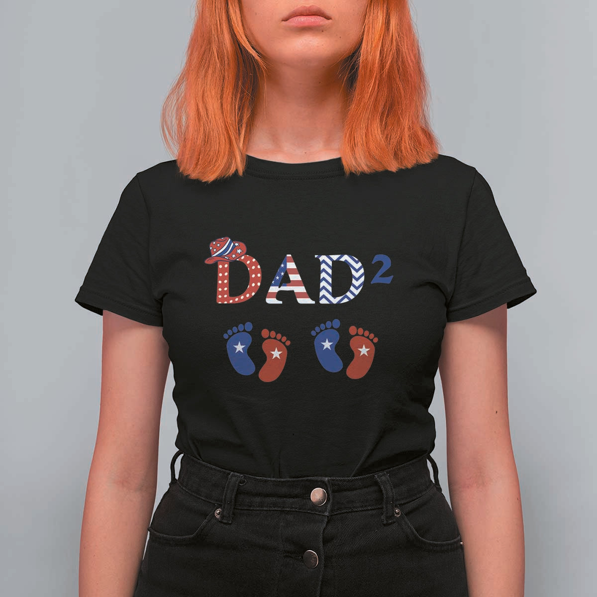 Patriotic Twin Dad American Flag T Shirt For Women Father Of Twins USA Gift