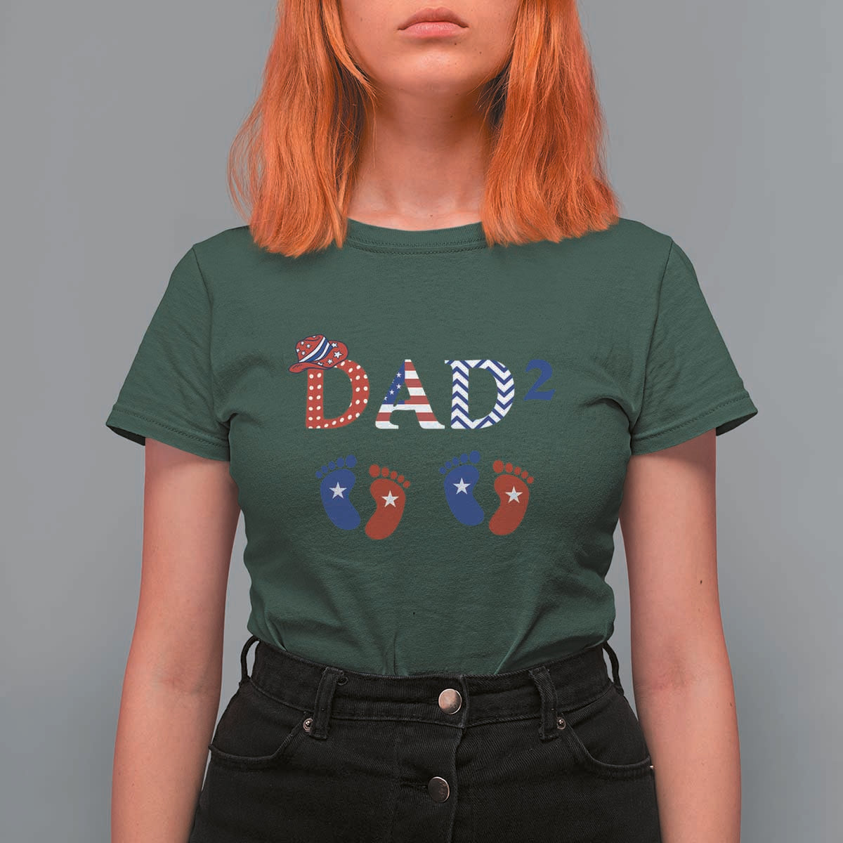 Patriotic Twin Dad American Flag T Shirt For Women Father Of Twins USA Gift