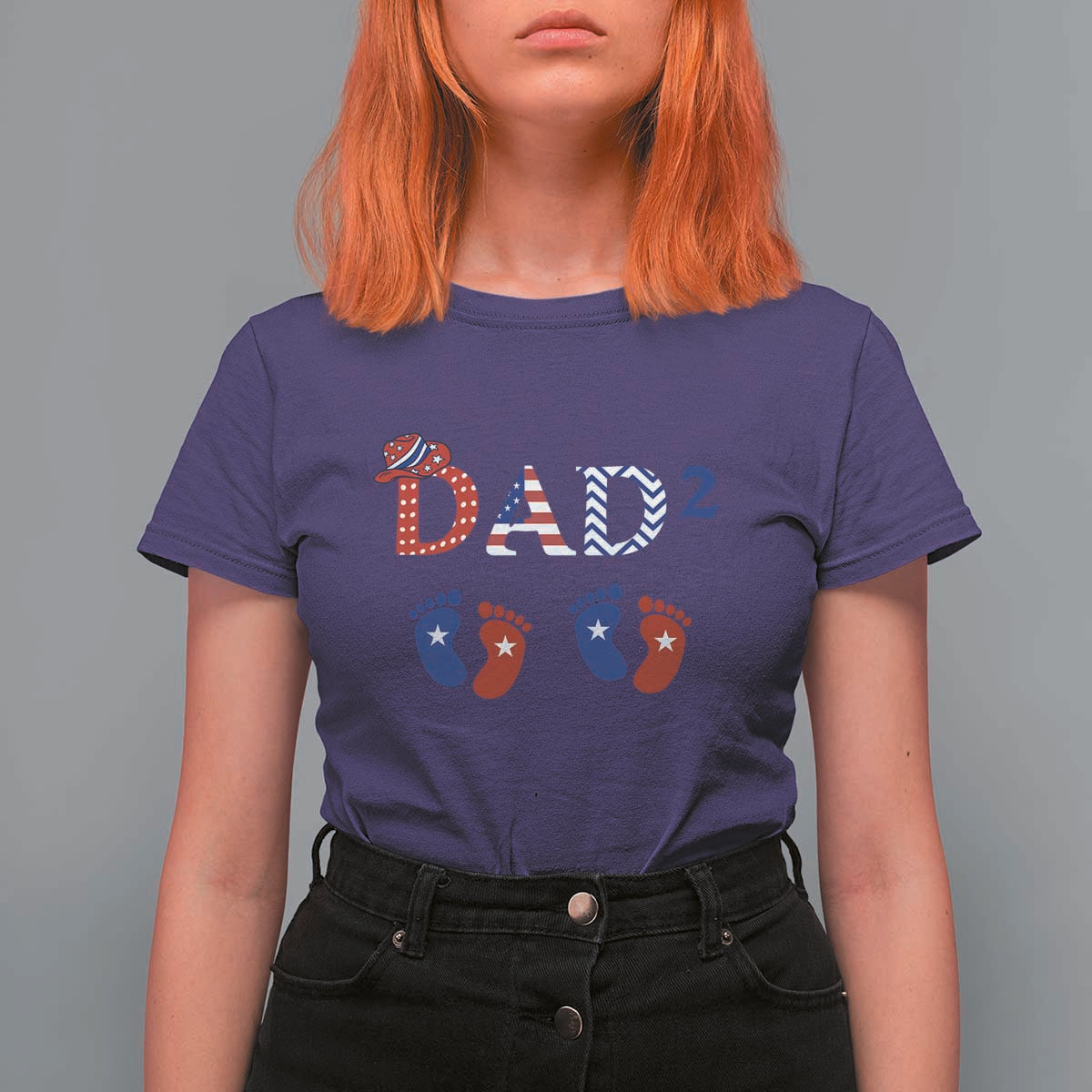 Patriotic Twin Dad American Flag T Shirt For Women Father Of Twins USA Gift