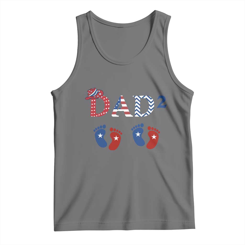 Patriotic Twin Dad American Flag Tank Top Father Of Twins USA Gift