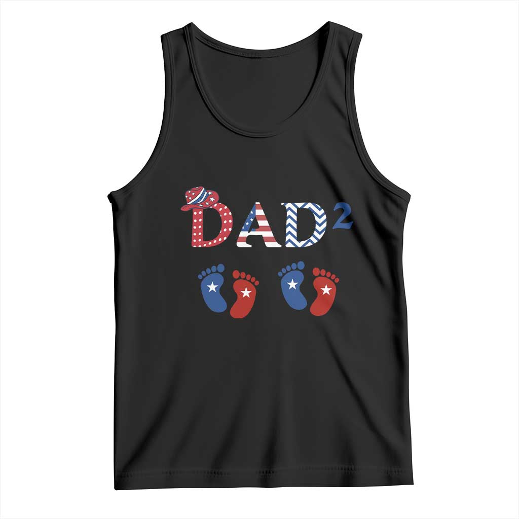 Patriotic Twin Dad American Flag Tank Top Father Of Twins USA Gift