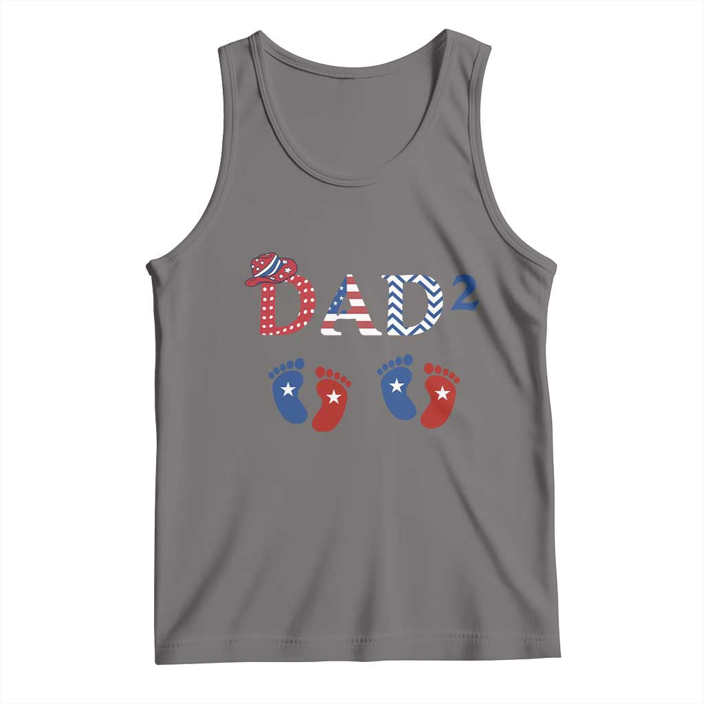 Patriotic Twin Dad American Flag Tank Top Father Of Twins USA Gift