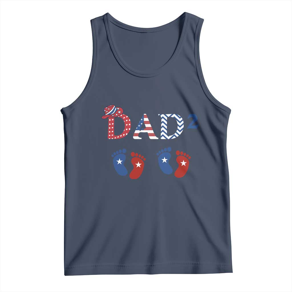 Patriotic Twin Dad American Flag Tank Top Father Of Twins USA Gift