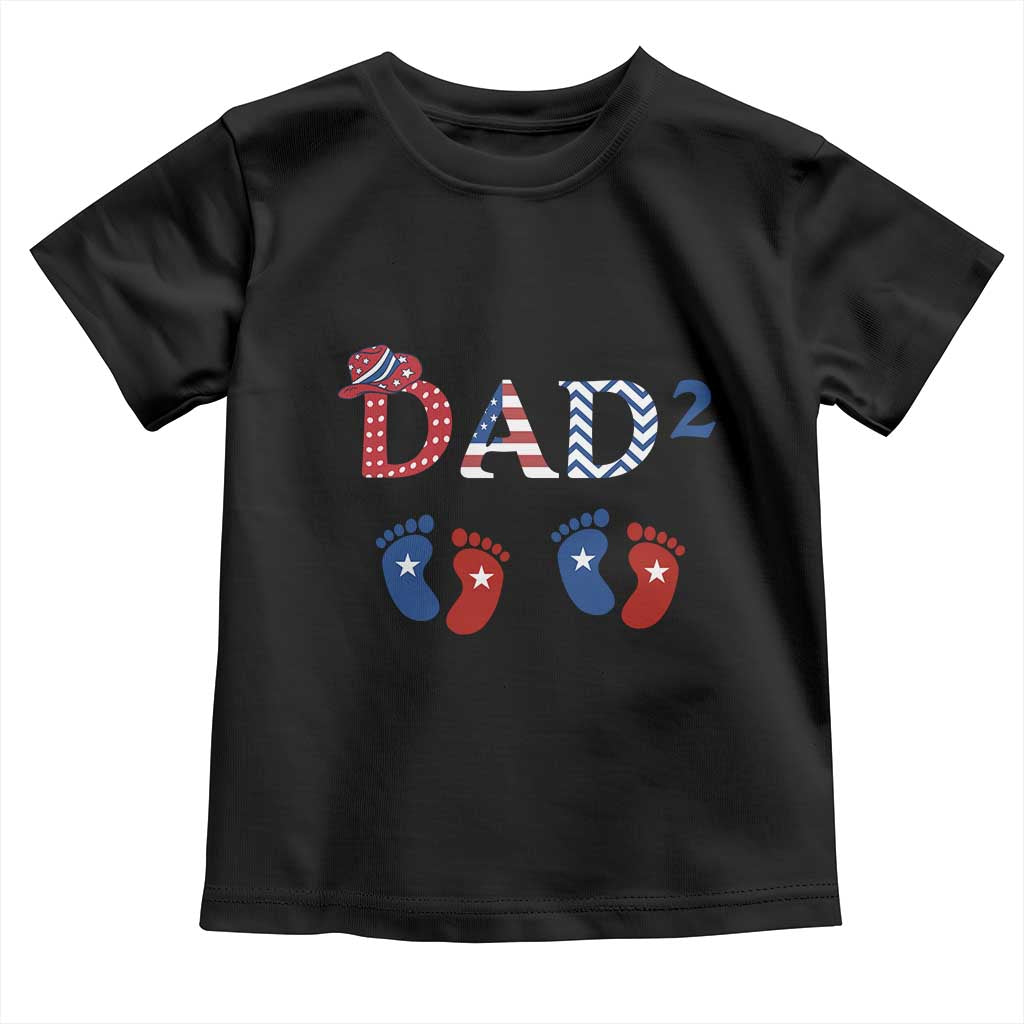 Patriotic Twin Dad American Flag Toddler T Shirt Father Of Twins USA Gift