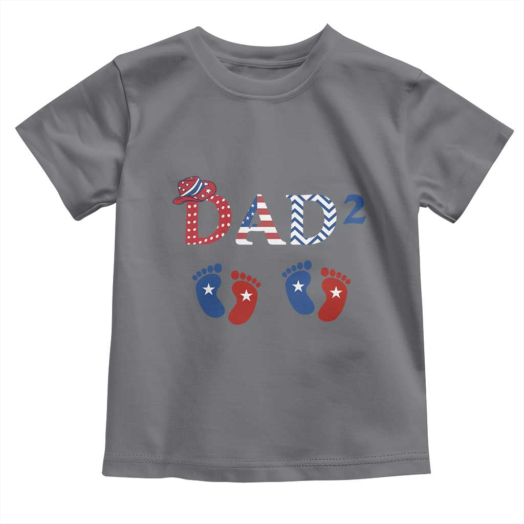 Patriotic Twin Dad American Flag Toddler T Shirt Father Of Twins USA Gift
