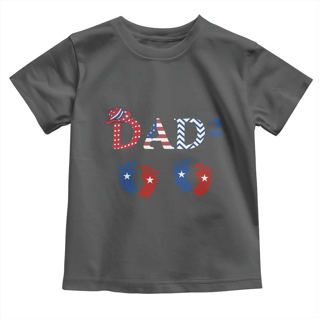 Patriotic Twin Dad American Flag Toddler T Shirt Father Of Twins USA Gift