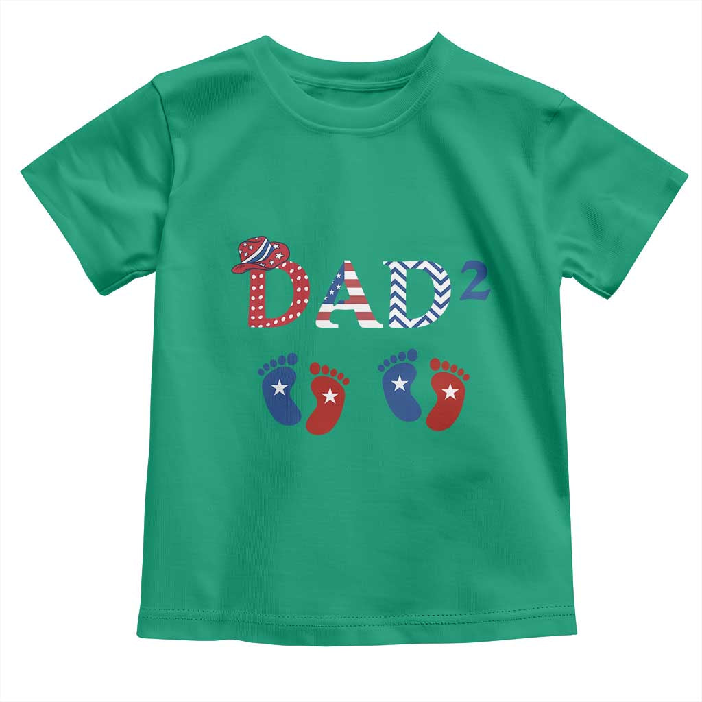 Patriotic Twin Dad American Flag Toddler T Shirt Father Of Twins USA Gift