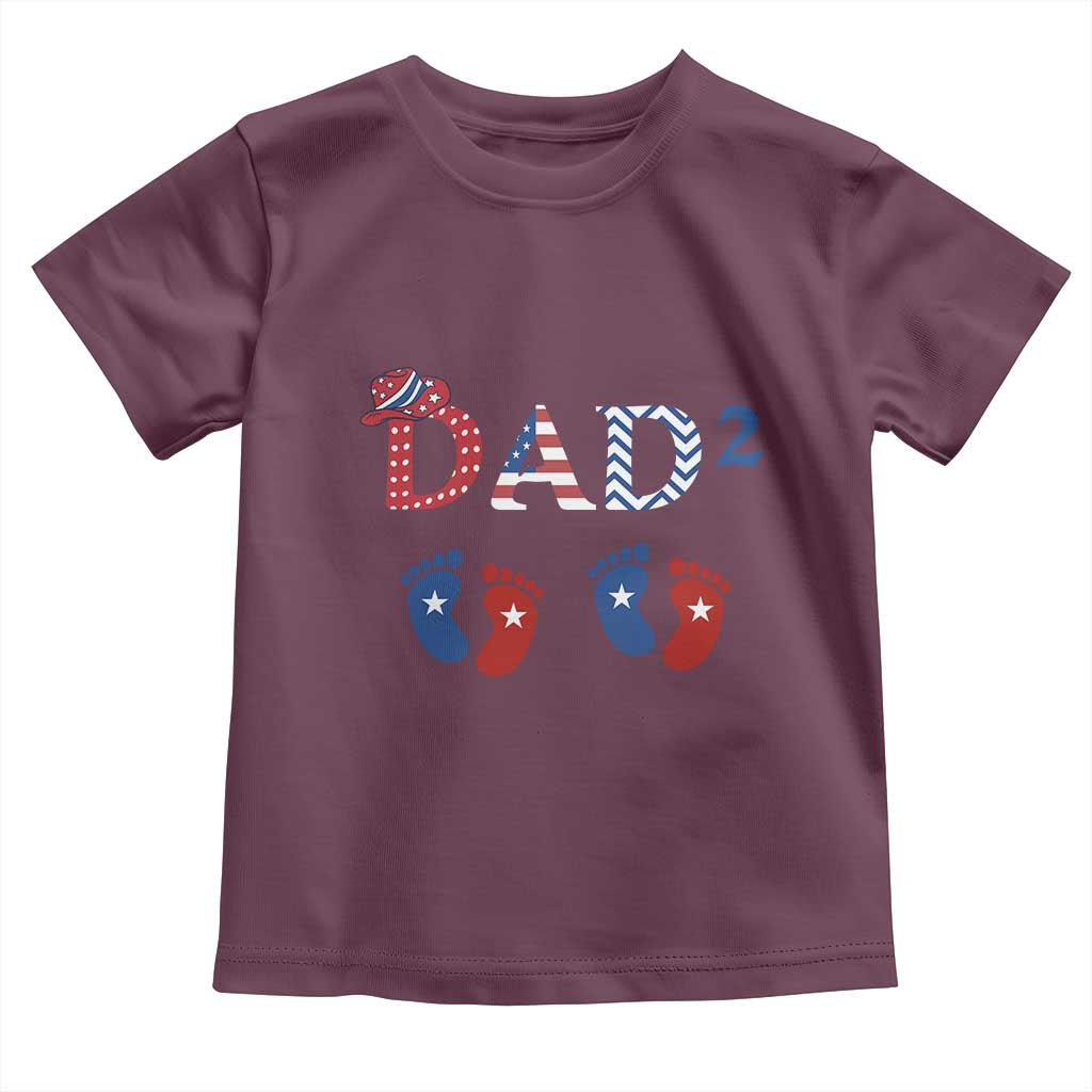 Patriotic Twin Dad American Flag Toddler T Shirt Father Of Twins USA Gift