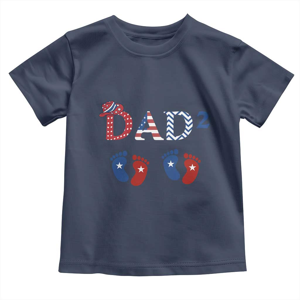 Patriotic Twin Dad American Flag Toddler T Shirt Father Of Twins USA Gift
