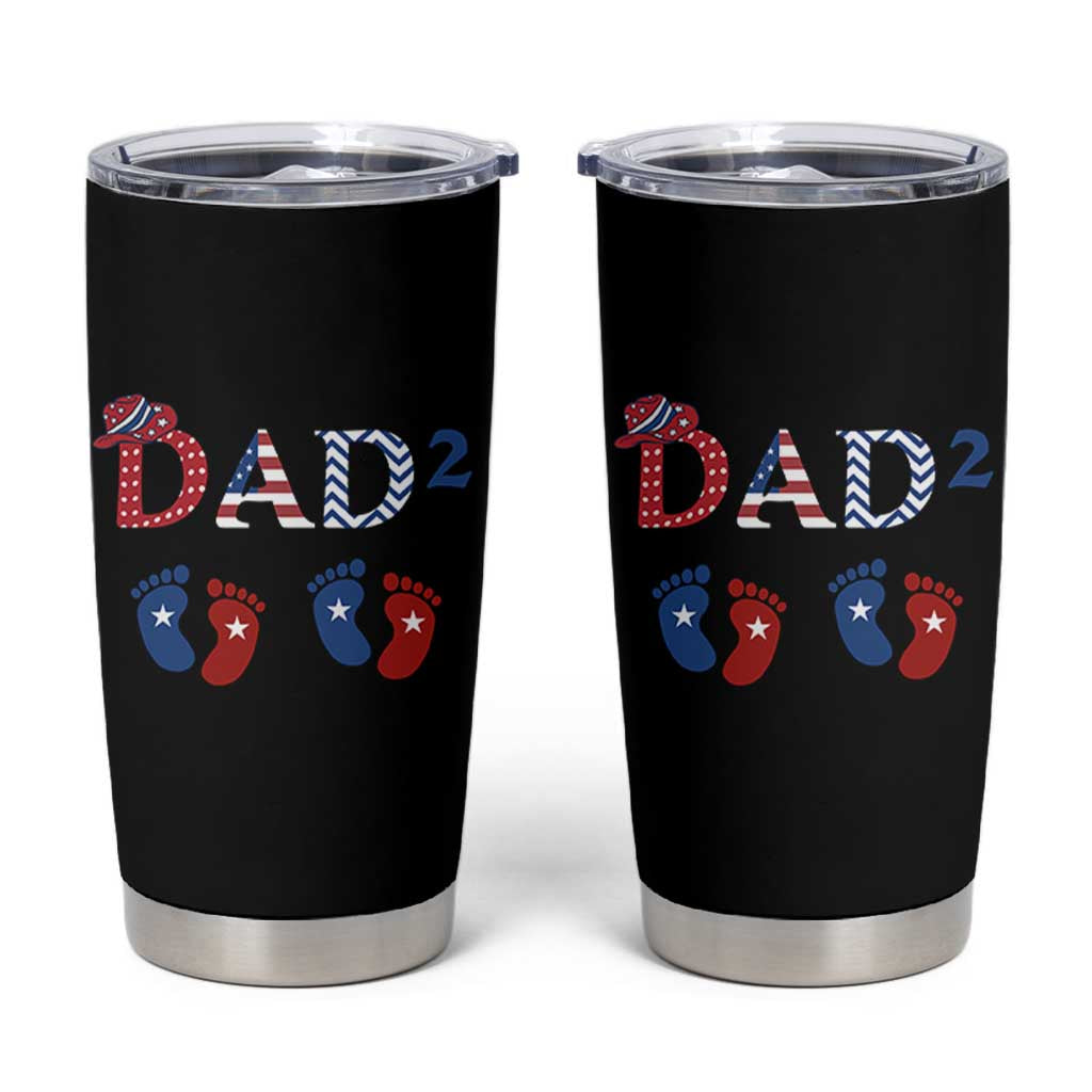 Patriotic Twin Dad American Flag Tumbler Cup Father Of Twins USA Gift
