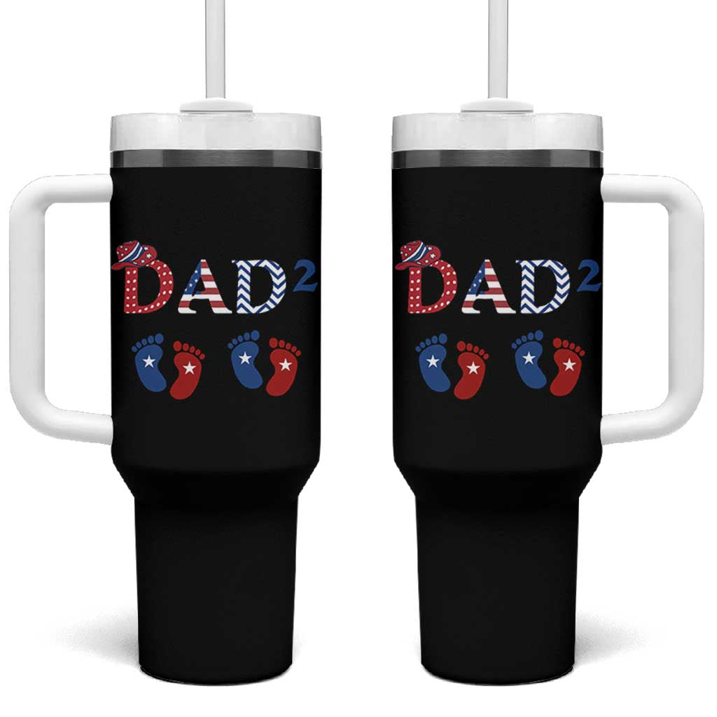 Patriotic Twin Dad American Flag Tumbler With Handle Father Of Twins USA Gift