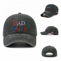 Patriotic Twin Dad American Flag Washed Cotton Baseball Cap Father Of Twins USA Gift