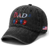 Patriotic Twin Dad American Flag Washed Cotton Baseball Cap Father Of Twins USA Gift
