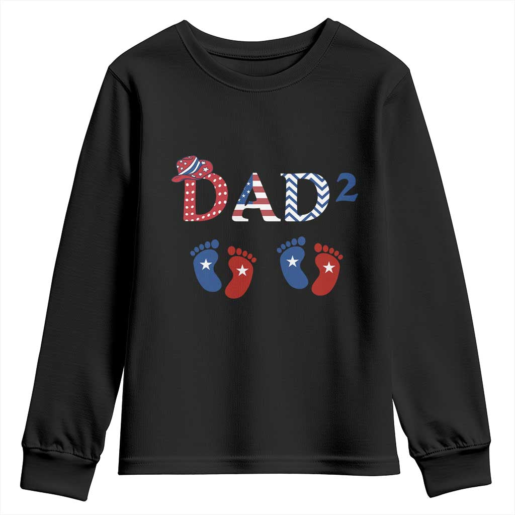 Patriotic Twin Dad American Flag Youth Sweatshirt Father Of Twins USA Gift