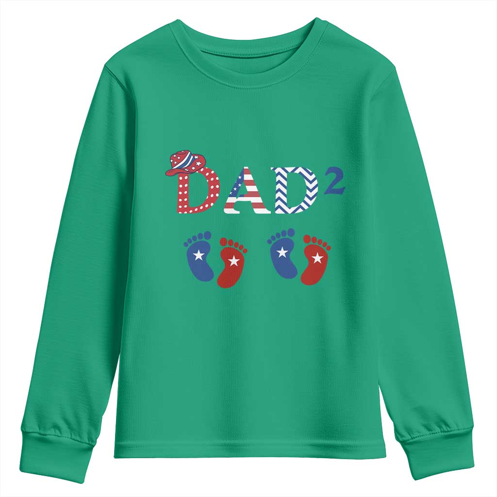 Patriotic Twin Dad American Flag Youth Sweatshirt Father Of Twins USA Gift