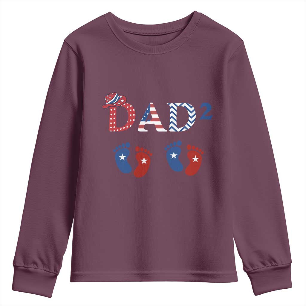 Patriotic Twin Dad American Flag Youth Sweatshirt Father Of Twins USA Gift