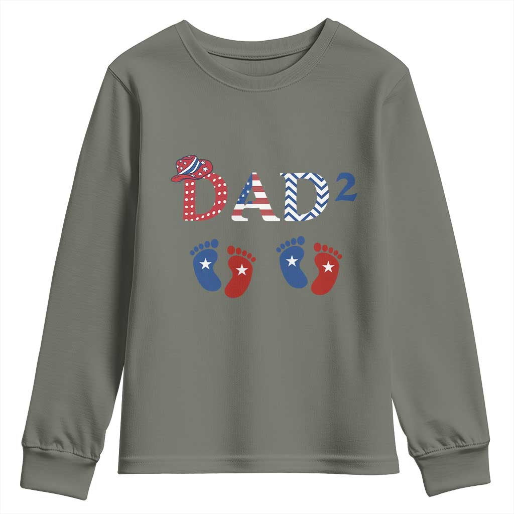 Patriotic Twin Dad American Flag Youth Sweatshirt Father Of Twins USA Gift