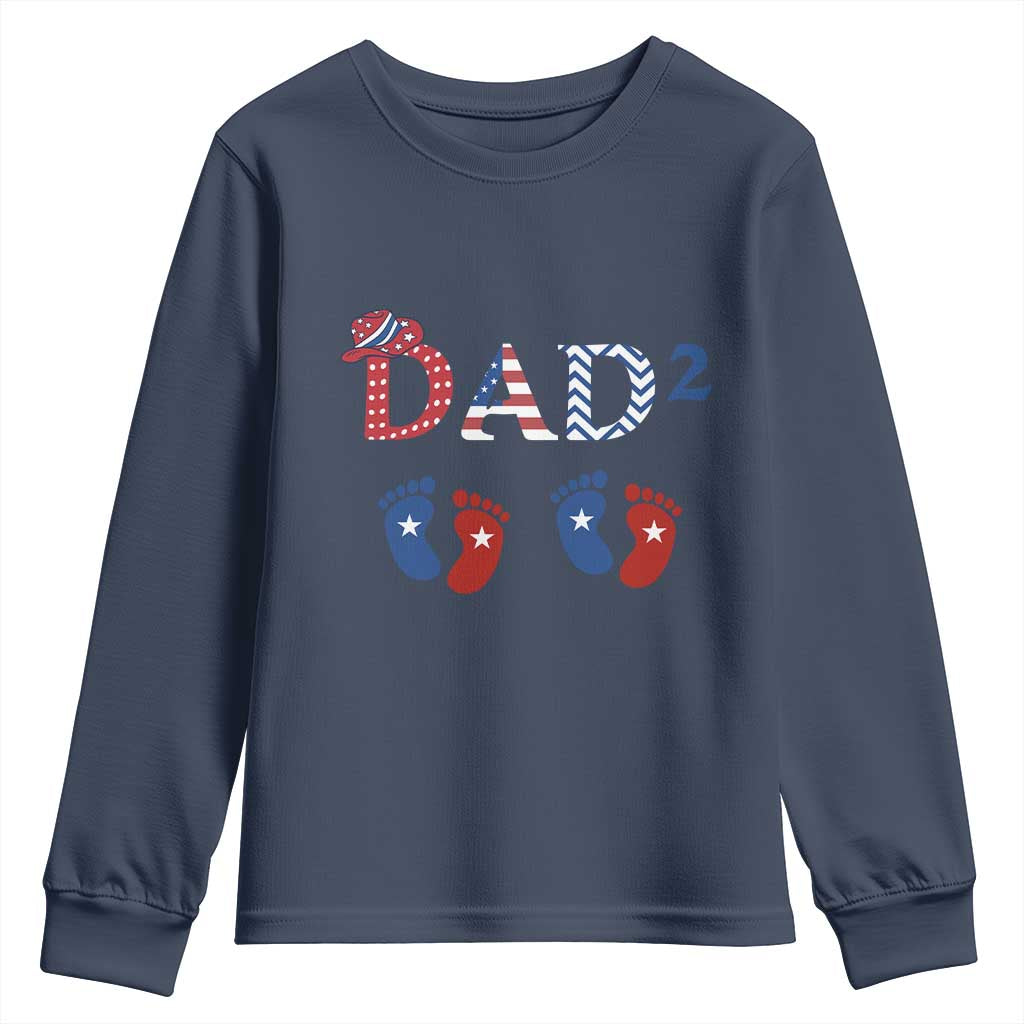 Patriotic Twin Dad American Flag Youth Sweatshirt Father Of Twins USA Gift