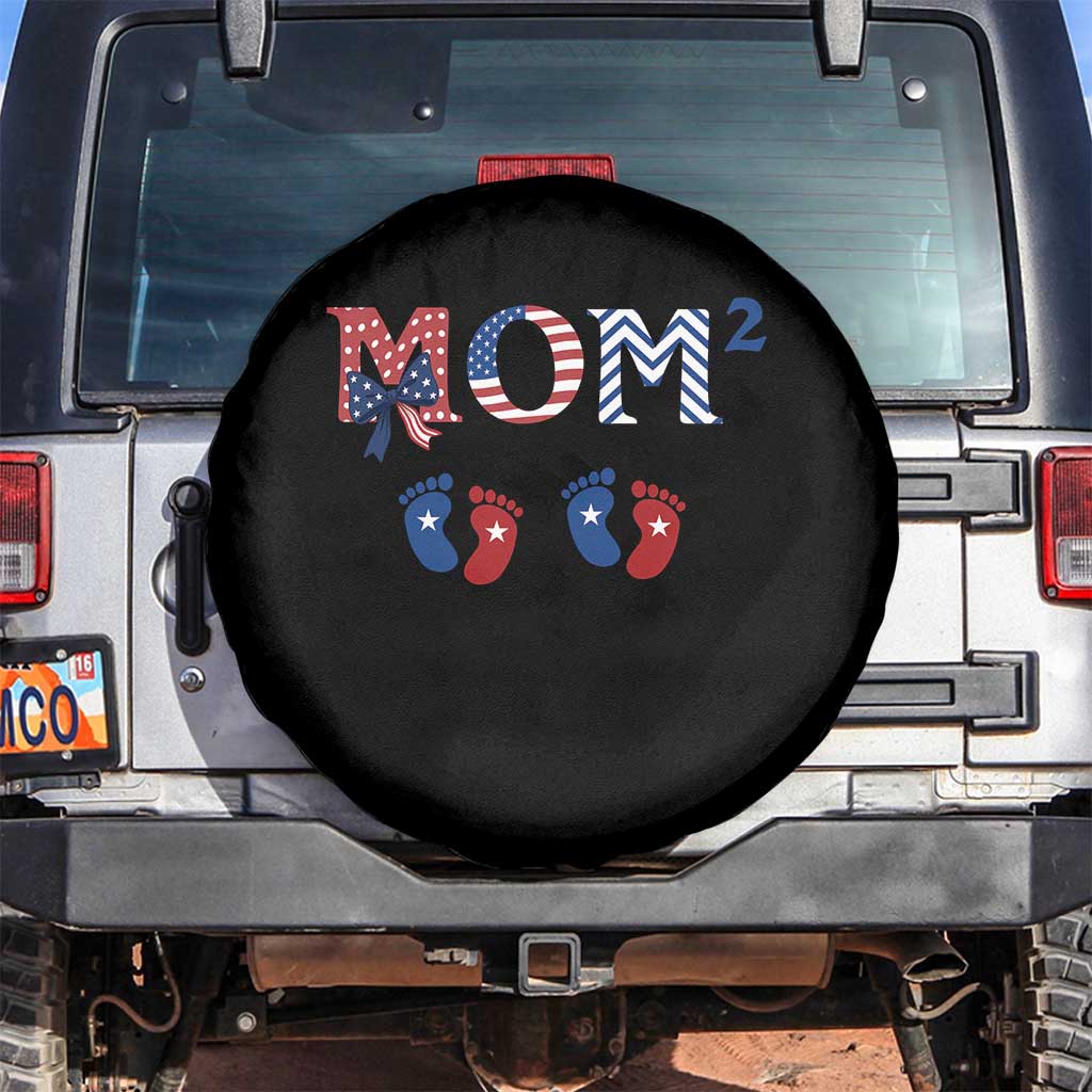 Patriotic Twin Mom Announcement American Flag Gift Spare Tire Cover