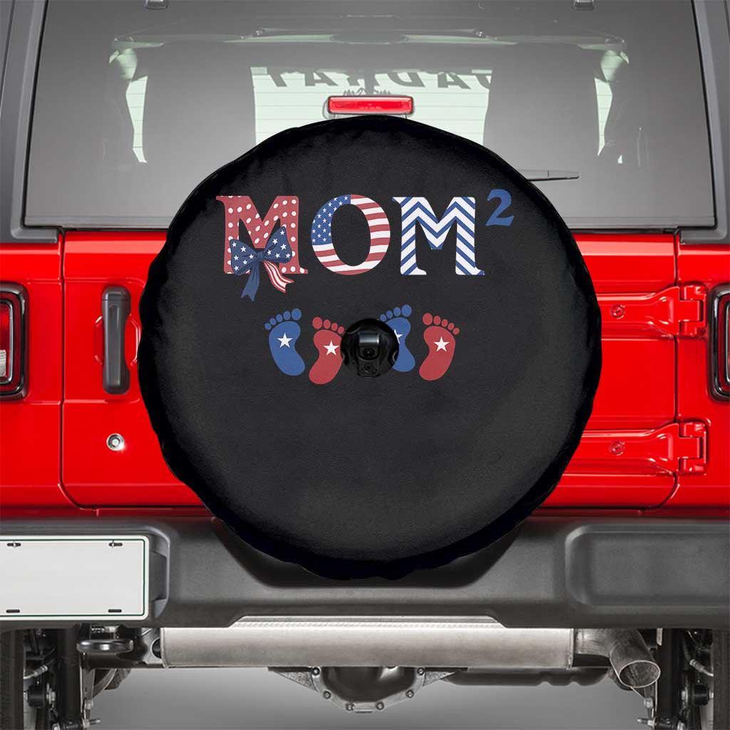 Patriotic Twin Mom Announcement American Flag Gift Spare Tire Cover