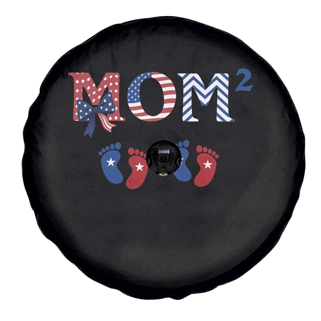 Patriotic Twin Mom Announcement American Flag Gift Spare Tire Cover
