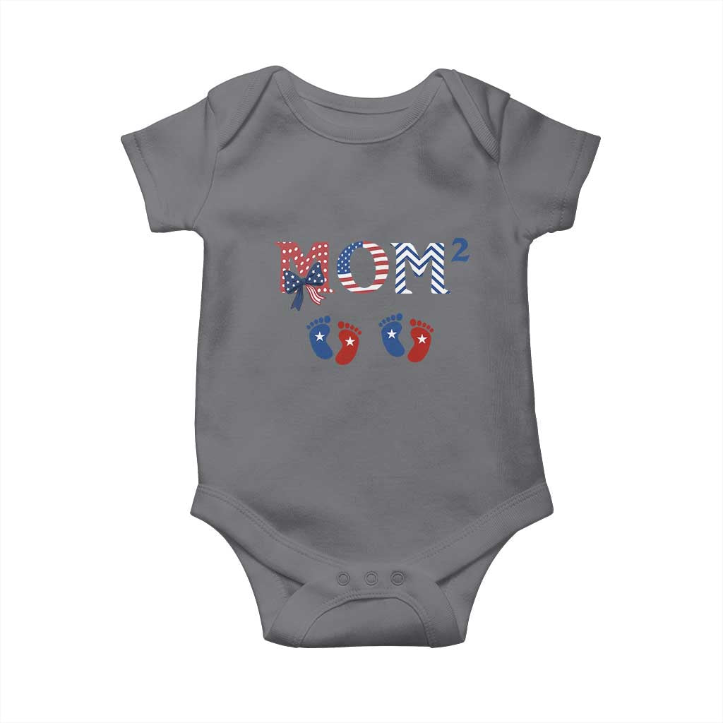 Patriotic Twin Mom Announcement American Flag Gift Baby Onesie