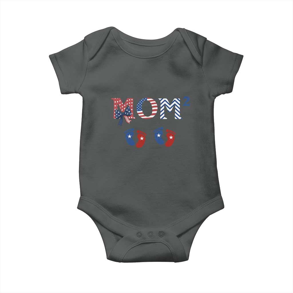 Patriotic Twin Mom Announcement American Flag Gift Baby Onesie