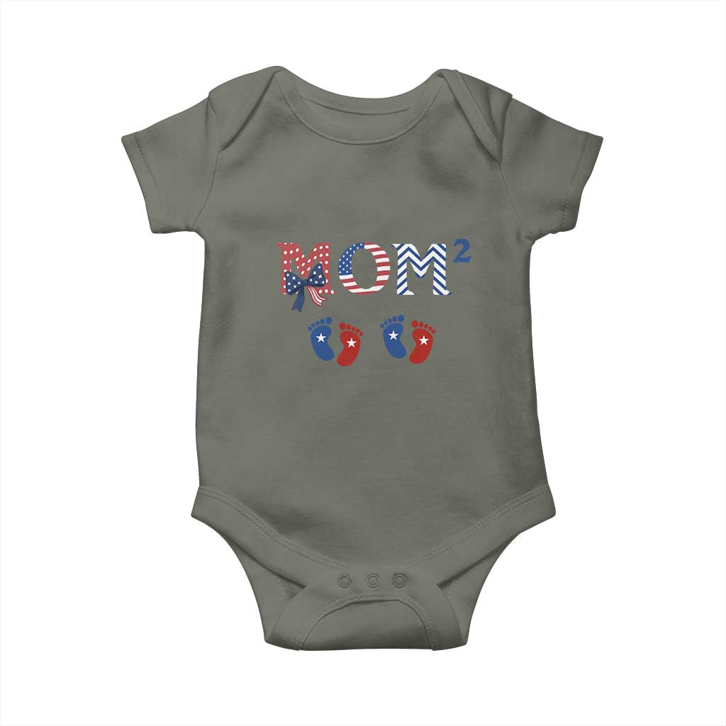Patriotic Twin Mom Announcement American Flag Gift Baby Onesie