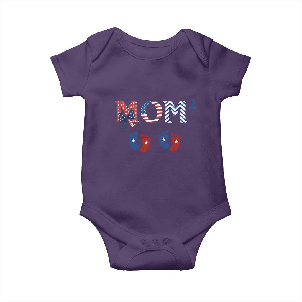 Patriotic Twin Mom Announcement American Flag Gift Baby Onesie