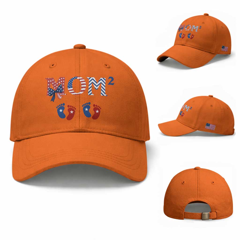 Patriotic Twin Mom Announcement American Flag Gift Baseball Cap