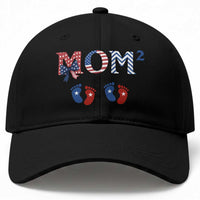 Patriotic Twin Mom Announcement American Flag Gift Baseball Cap