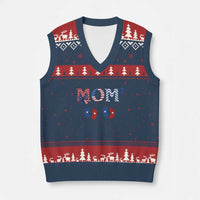 Patriotic Twin Mom Announcement American Flag Gift V-Neck Knit Sweater Vest