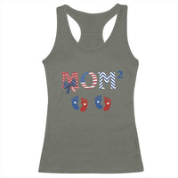 Patriotic Twin Mom Announcement American Flag Gift Racerback Tank Top